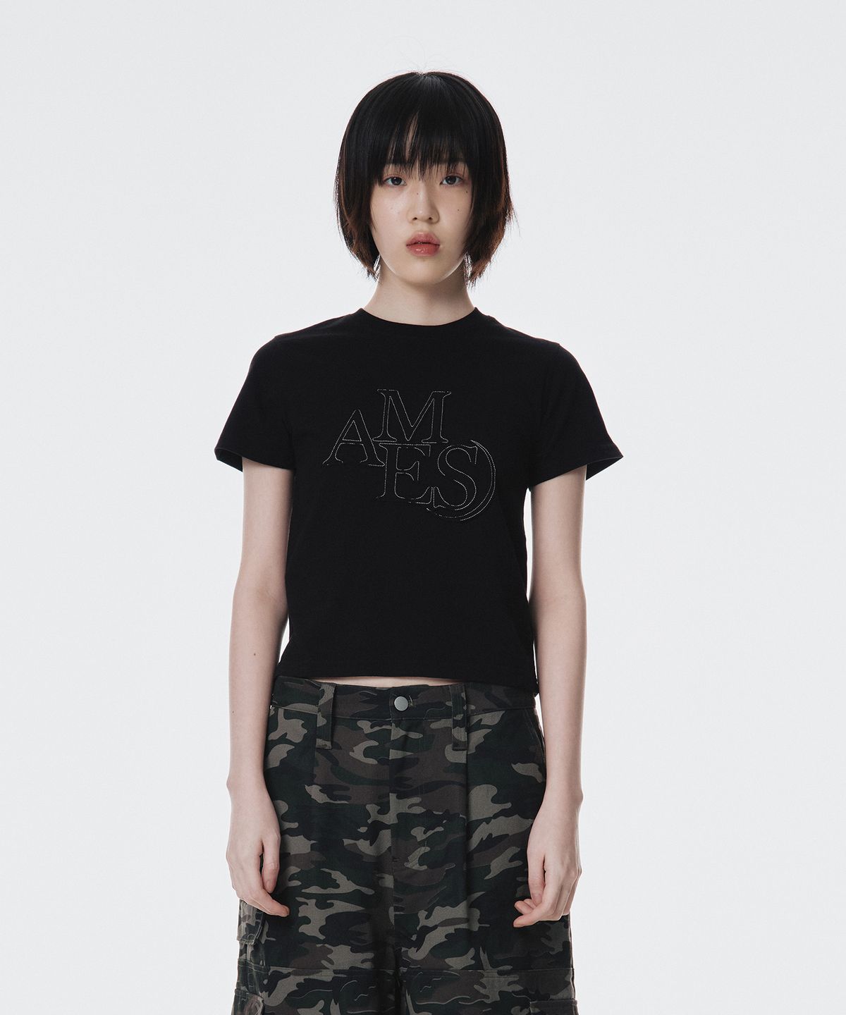 아메스 월드와이드(AMES-WORLDWIDE) AMES APPLIQUE TEE BLACK