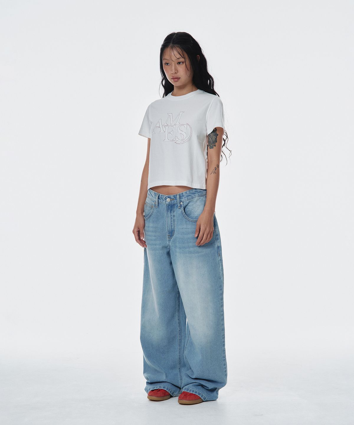 아메스 월드와이드(AMES-WORLDWIDE) AMES APPLIQUE TEE WHITE