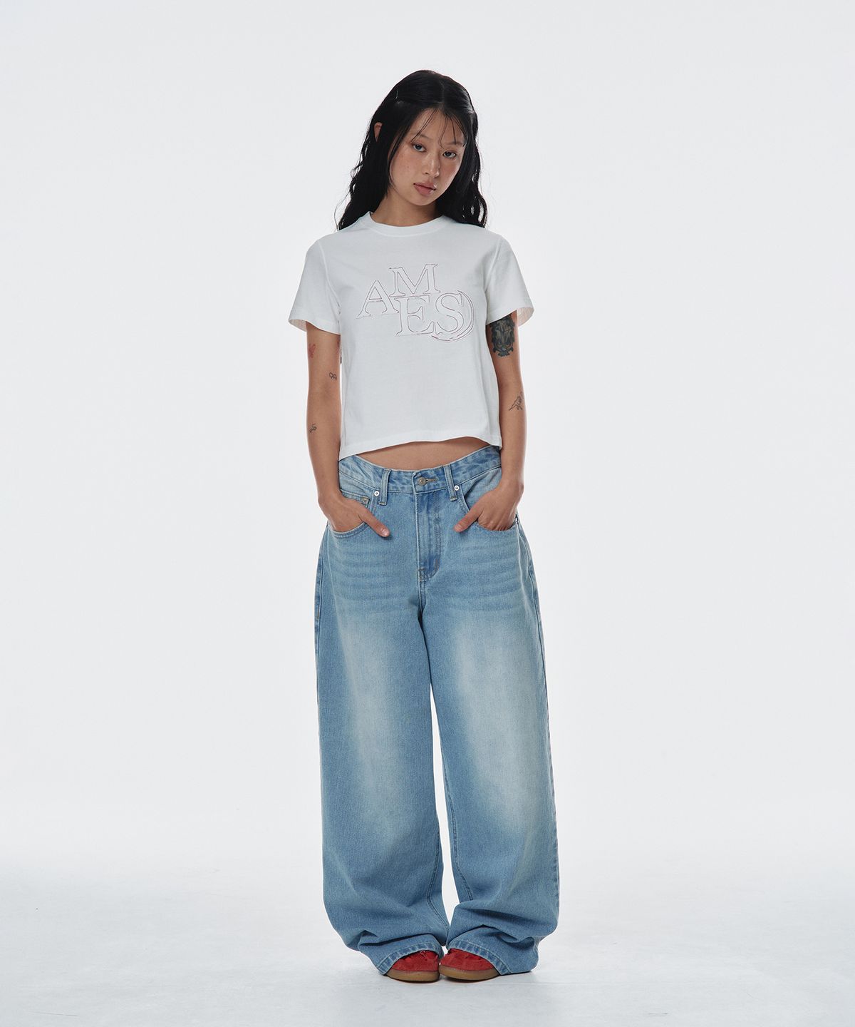 아메스 월드와이드(AMES-WORLDWIDE) AMES APPLIQUE TEE WHITE