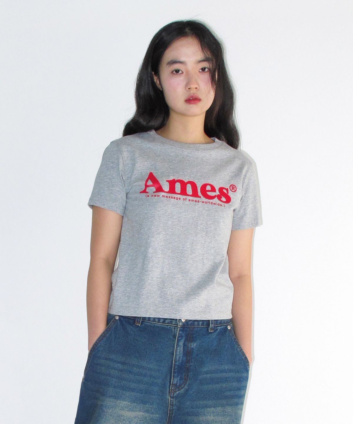 아메스 월드와이드(AMES-WORLDWIDE) BASIC LOGO TEE GREY