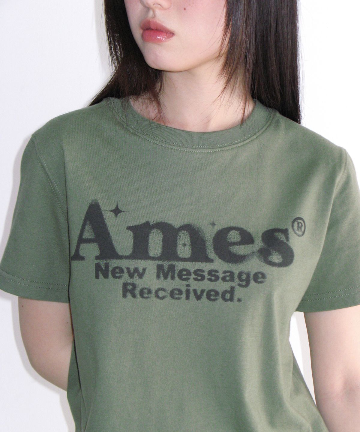 아메스 월드와이드(AMES-WORLDWIDE) ROUND HEM CROP TEE KHAKI