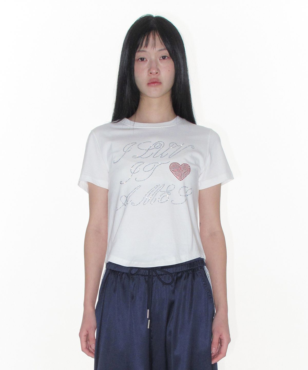 아메스 월드와이드(AMES-WORLDWIDE) AMES HOTFIX CROP TEE WHITE