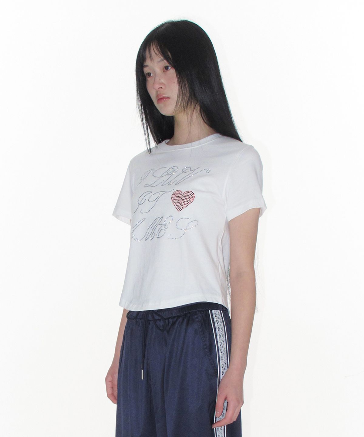 아메스 월드와이드(AMES-WORLDWIDE) AMES HOTFIX CROP TEE WHITE