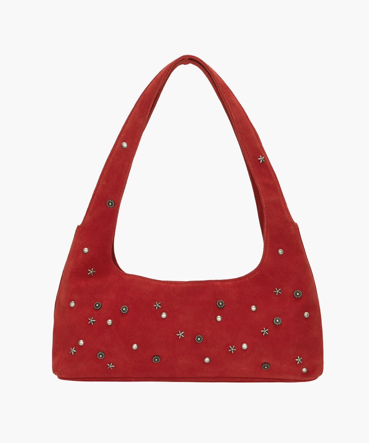 마지셔우드(MARGESHERWOOD) HALTER HOBO_red studded suede