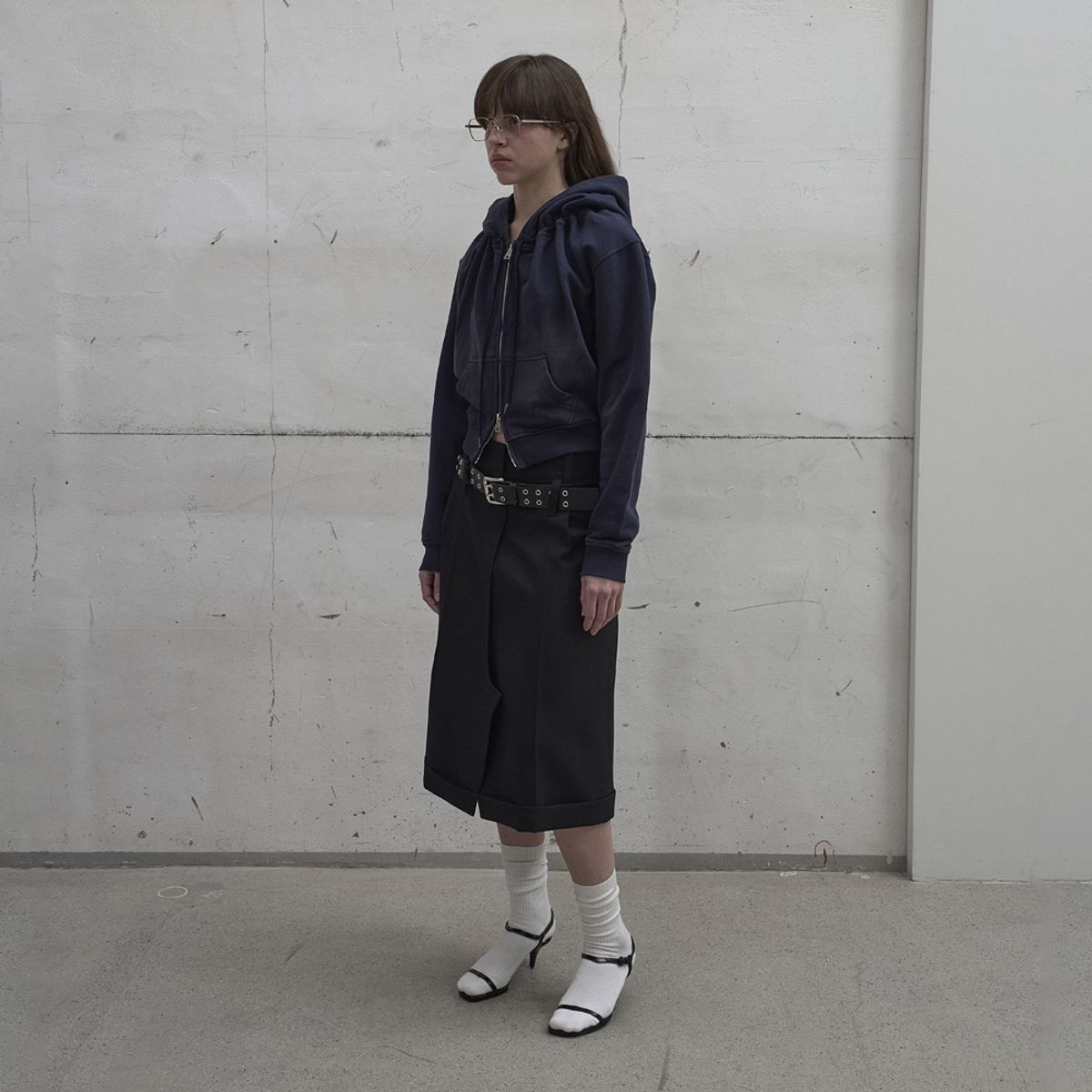 엘씨디씨티엠(LCDC™) WASHED SHIRRING HOODIE ZIP-UP (NAVY)