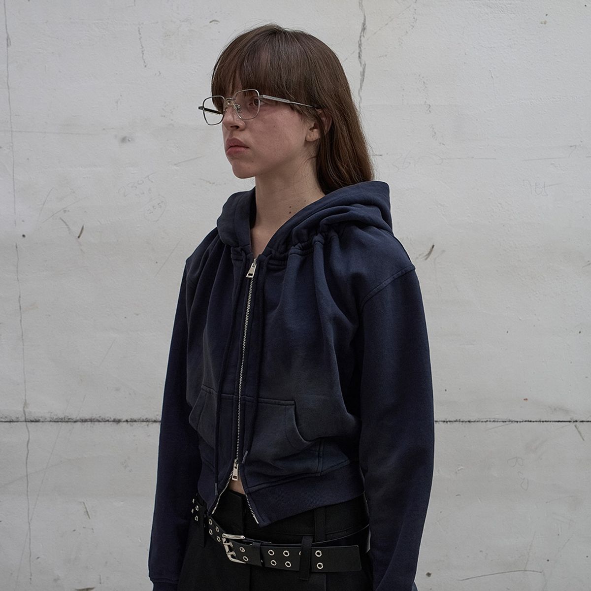 엘씨디씨티엠(LCDC™) WASHED SHIRRING HOODIE ZIP-UP (NAVY)