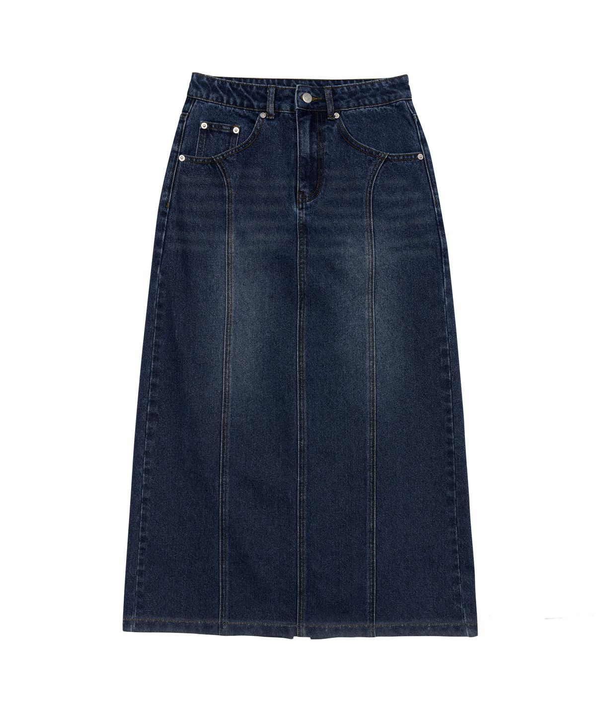 아메스 월드와이드(AMES-WORLDWIDE) CURVED LINE DENIM LONG SKIRT BLUE