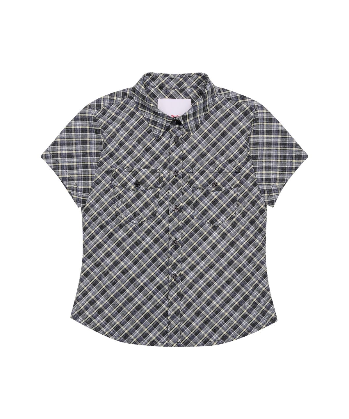 아메스 월드와이드(AMES-WORLDWIDE) CHECK SHORTSLEEVE SHIRTS NAVY
