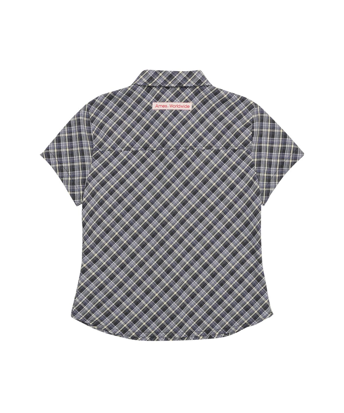 아메스 월드와이드(AMES-WORLDWIDE) CHECK SHORTSLEEVE SHIRTS NAVY