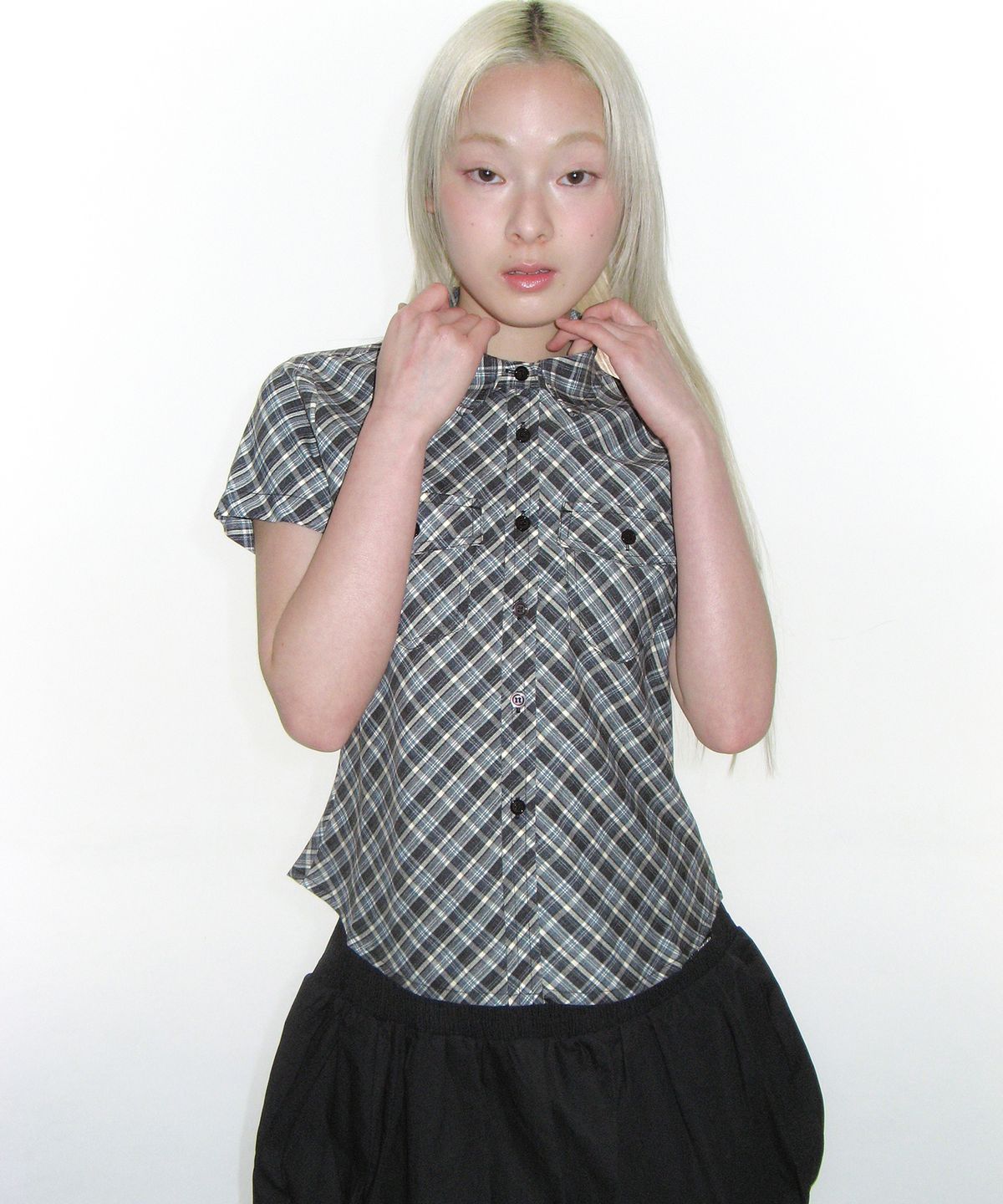 아메스 월드와이드(AMES-WORLDWIDE) CHECK SHORTSLEEVE SHIRTS NAVY