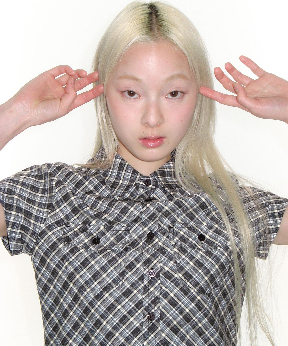 아메스 월드와이드(AMES-WORLDWIDE) CHECK SHORTSLEEVE SHIRTS NAVY
