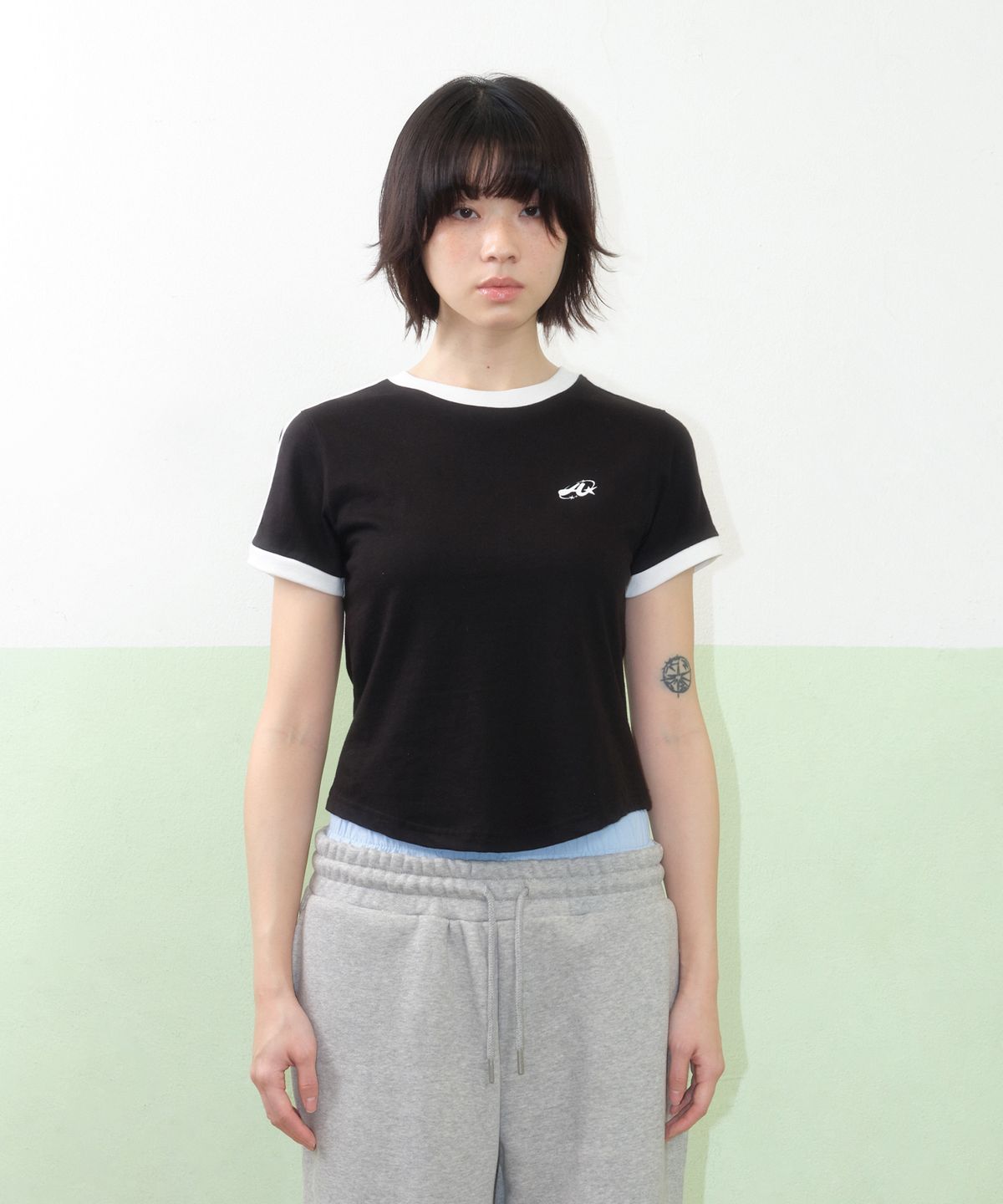 아메스 월드와이드(AMES-WORLDWIDE) A NUMBERING LINETAPE TEE BLACK
