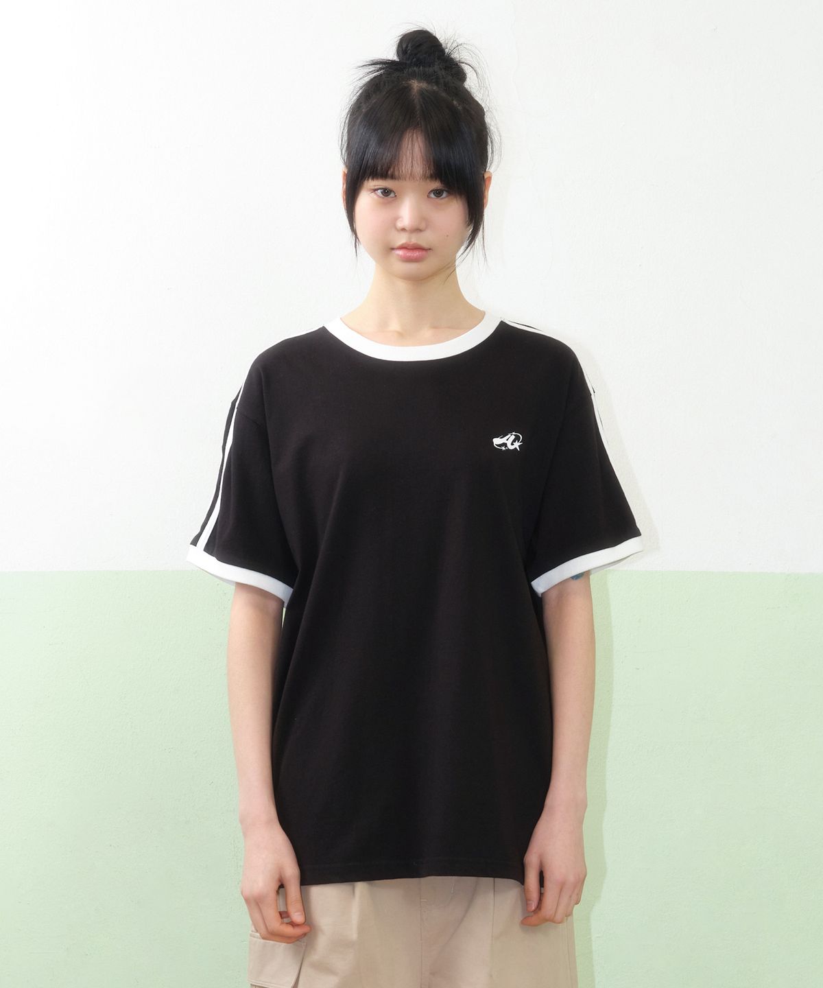 아메스 월드와이드(AMES-WORLDWIDE) A NUMBERING LINETAPE TEE BLACK