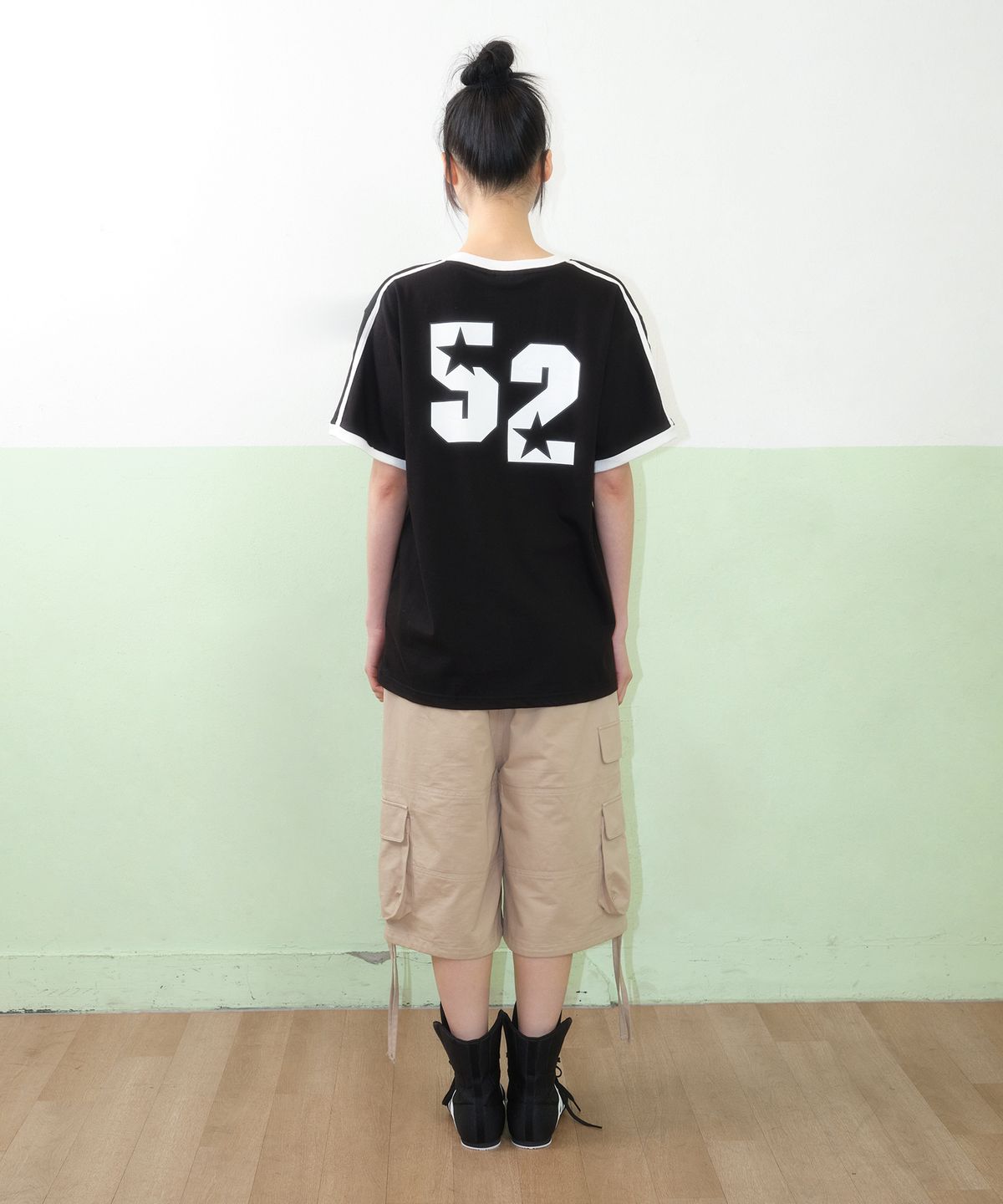 아메스 월드와이드(AMES-WORLDWIDE) A NUMBERING LINETAPE TEE BLACK