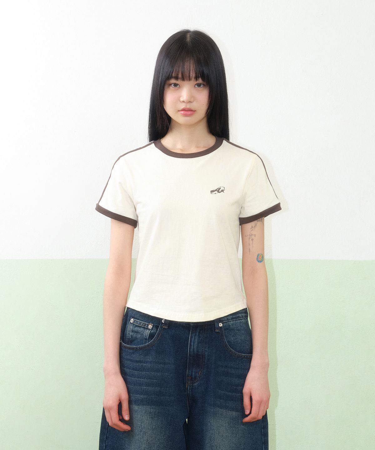 아메스 월드와이드(AMES-WORLDWIDE) A NUMBERING LINETAPE TEE CREAM