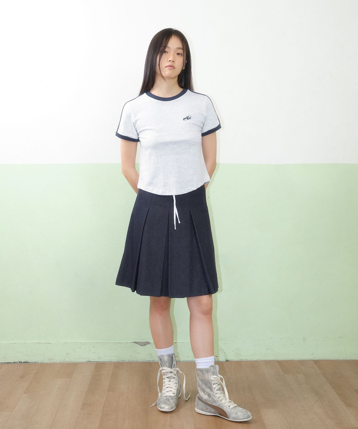 아메스 월드와이드(AMES-WORLDWIDE) A NUMBERING LINETAPE TEE GREY