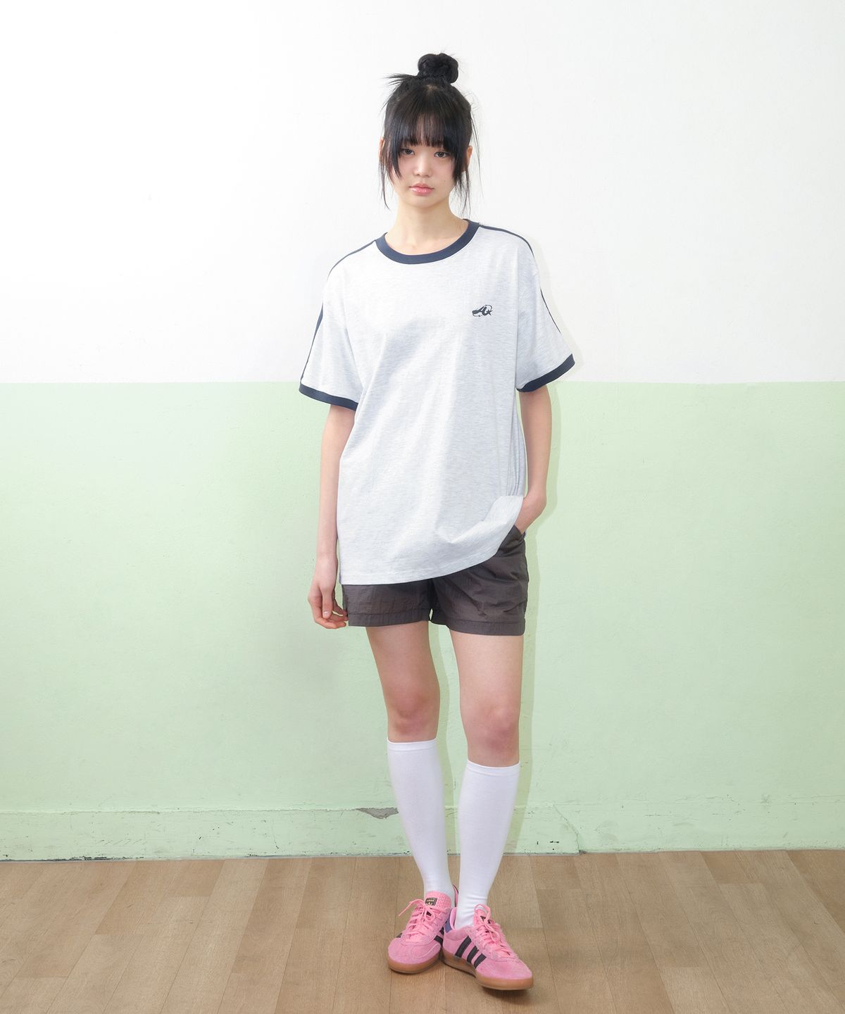 아메스 월드와이드(AMES-WORLDWIDE) A NUMBERING LINETAPE TEE GREY