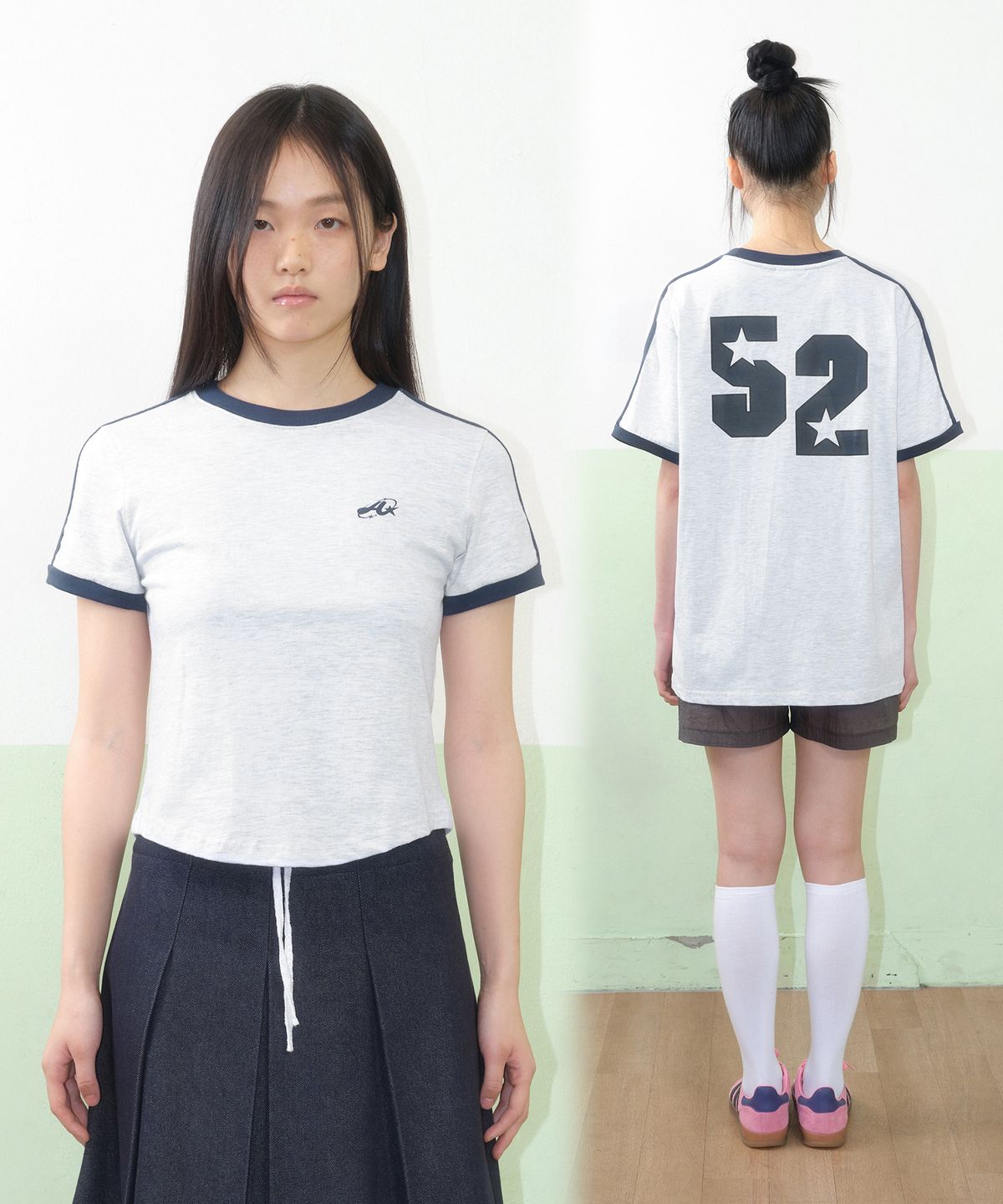 아메스 월드와이드(AMES-WORLDWIDE) A NUMBERING LINETAPE TEE GREY