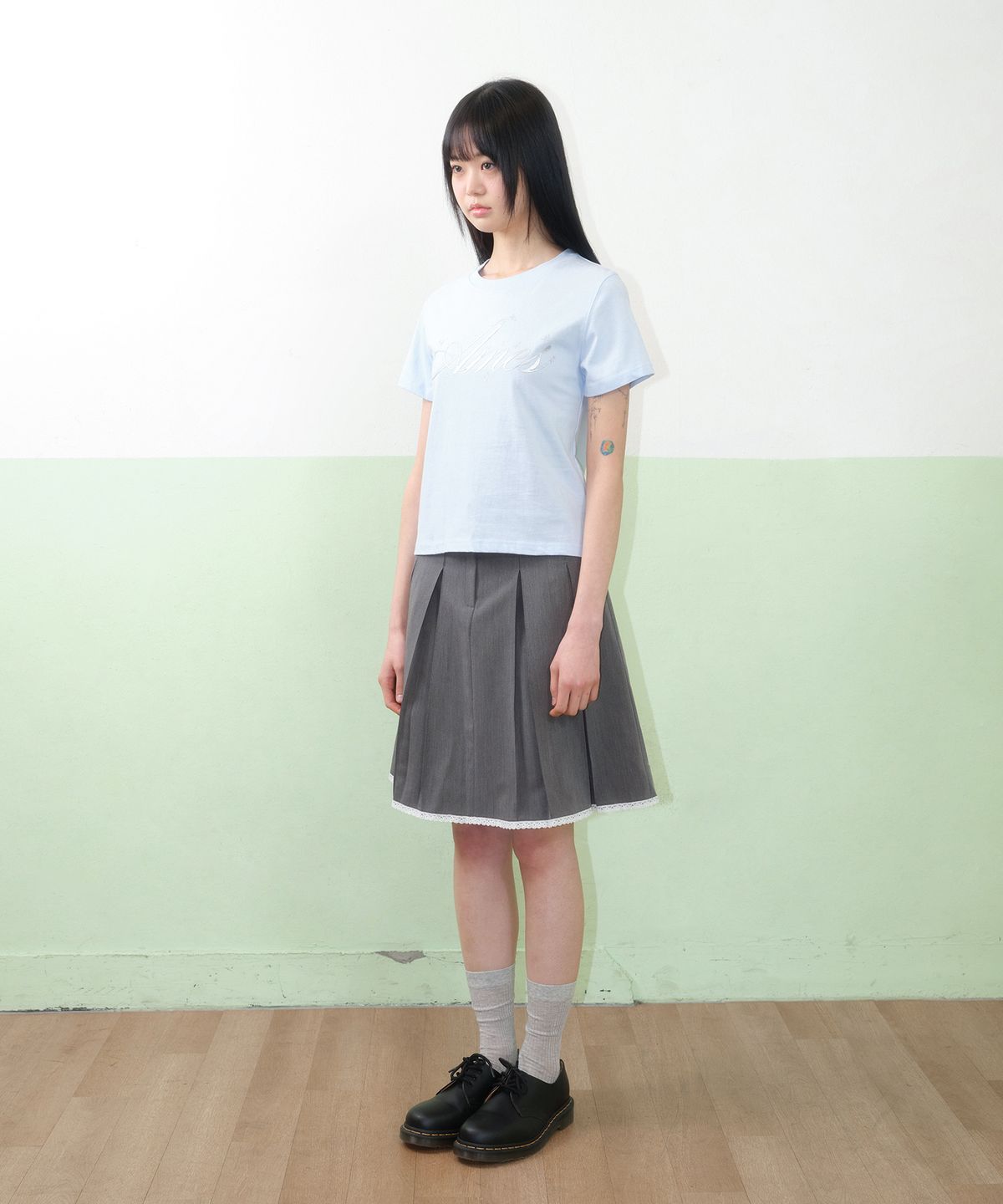 아메스 월드와이드(AMES-WORLDWIDE) SILVER AMES CROP TEE BLUE