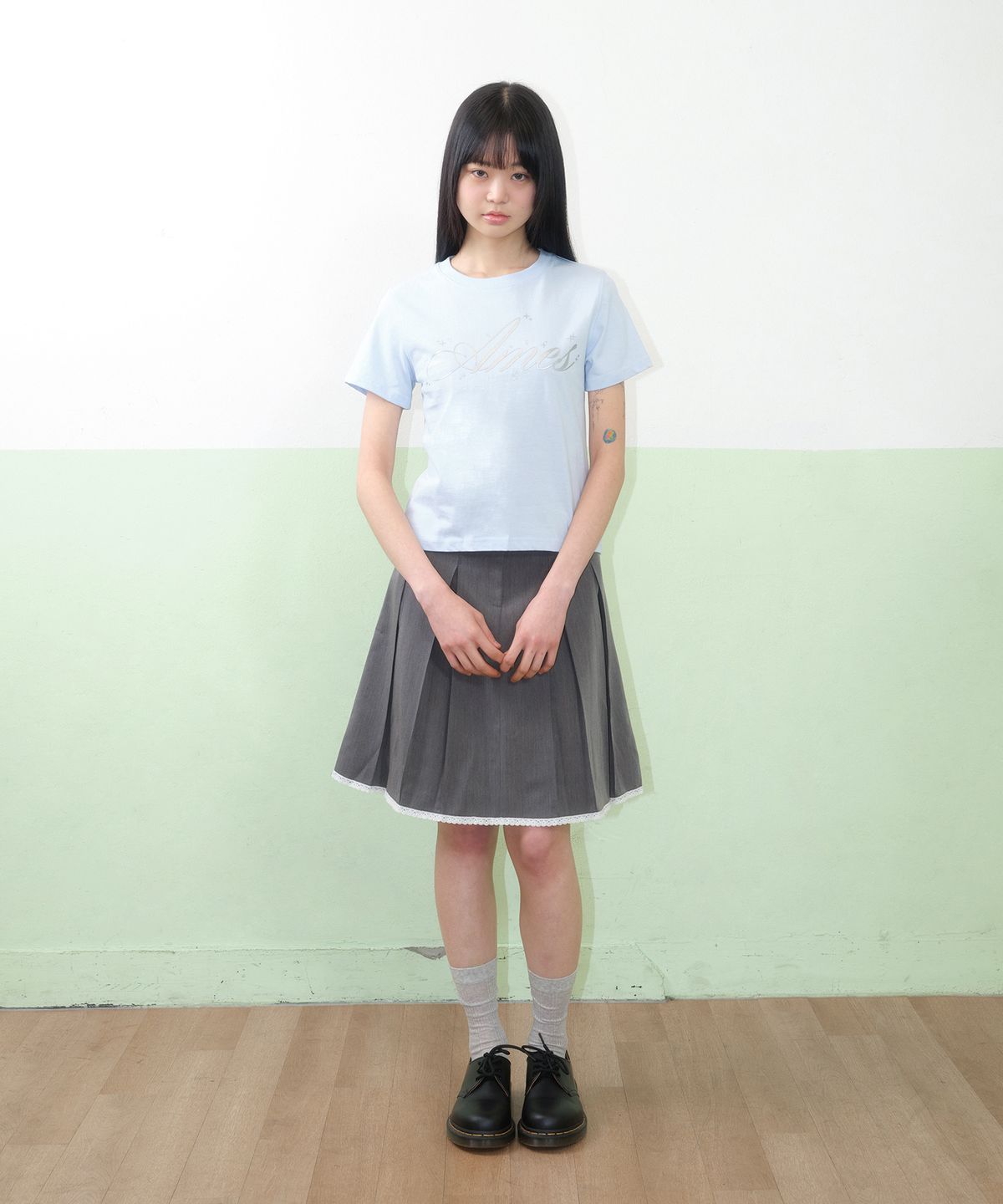 아메스 월드와이드(AMES-WORLDWIDE) SILVER AMES CROP TEE BLUE