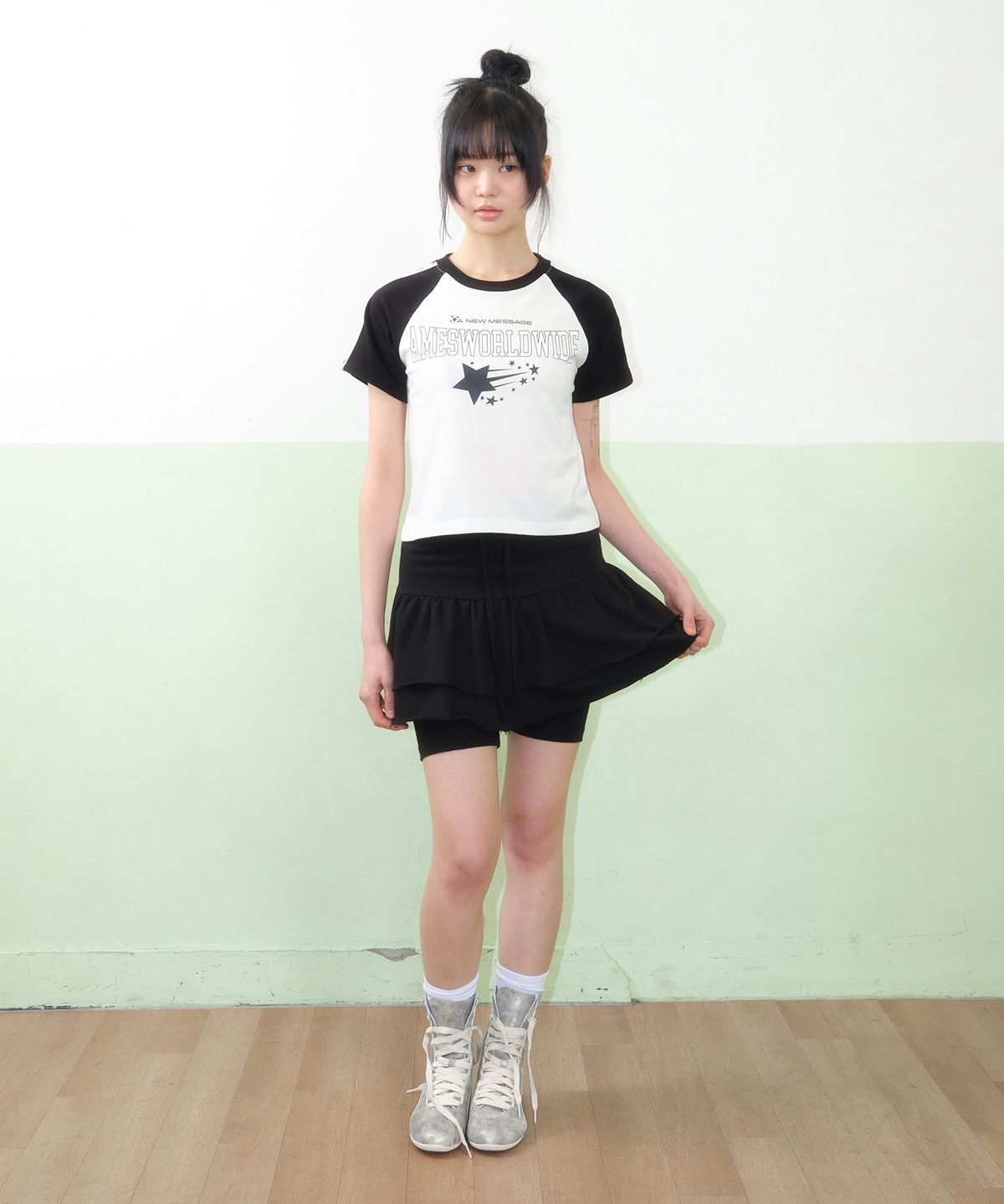 아메스 월드와이드(AMES-WORLDWIDE) STAR LOGO RAGLAN TEE WHITE