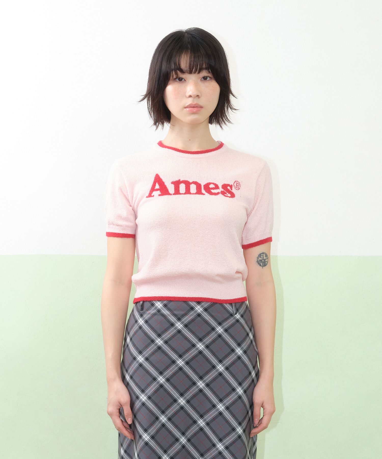 ★AMES-WORLDWIDE★BASIC PULLOVER KNIT PINK★正規品/直送料込 MUSINSA公式 | AMES-WORLDWIDE BASIC LOGO KNIT PINK