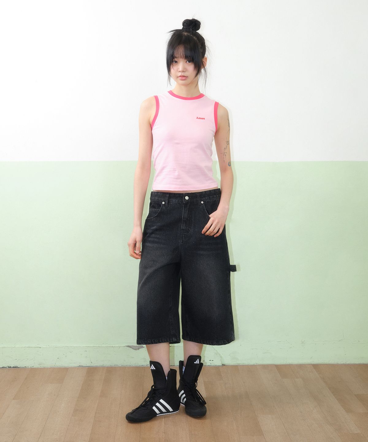 아메스 월드와이드(AMES-WORLDWIDE) BASIC LOGO SLEEVELESS TEE PINK