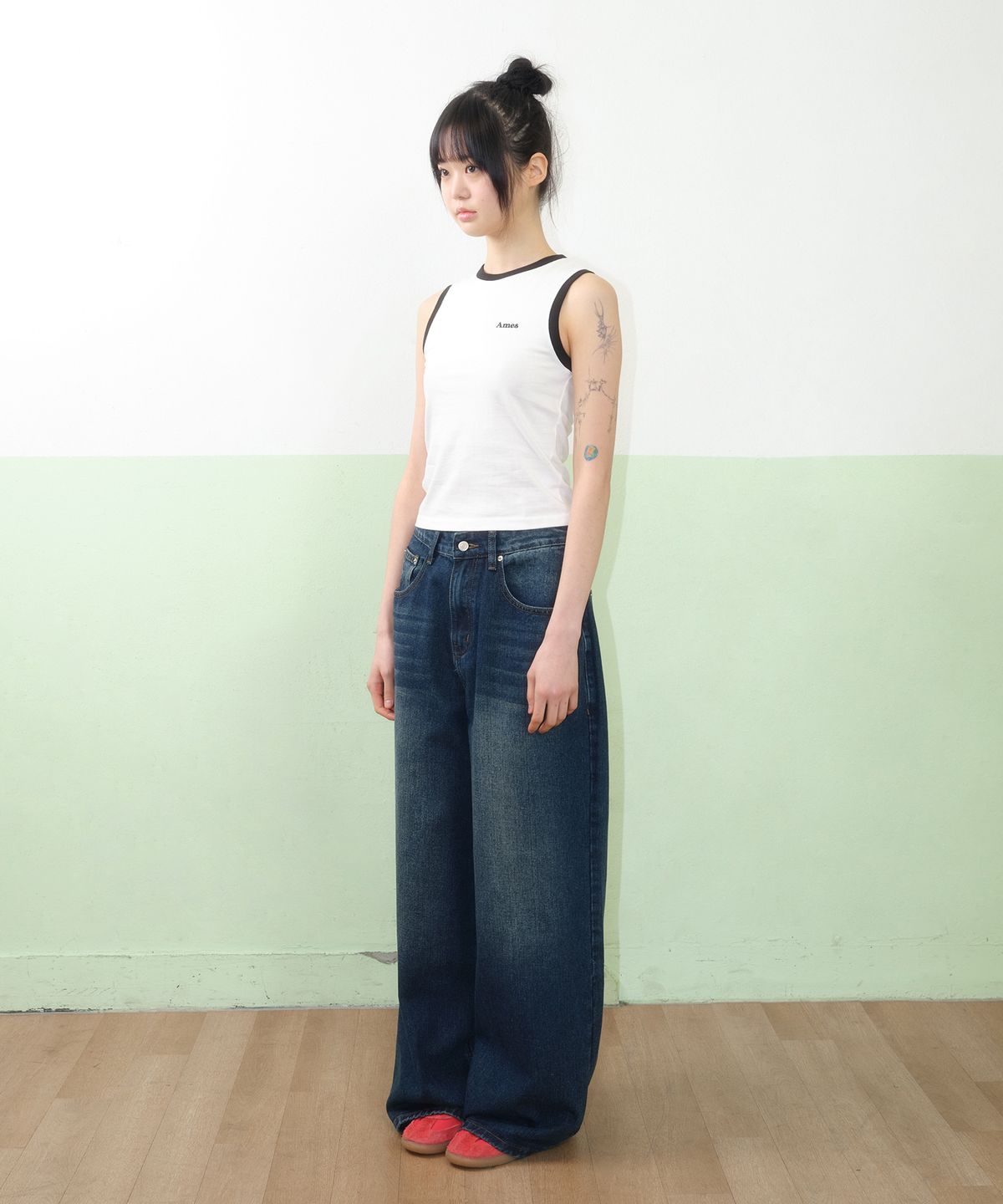 아메스 월드와이드(AMES-WORLDWIDE) BASIC LOGO SLEEVELESS TEE WHITE
