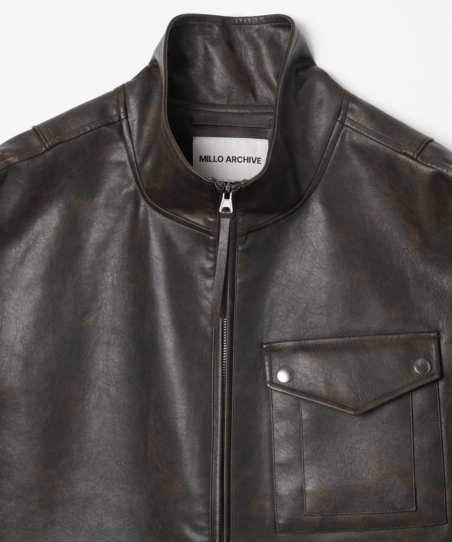 MUSINSA | MILLO ARCHIVE Vintage Middle Leather Jacket [Faded Brown]