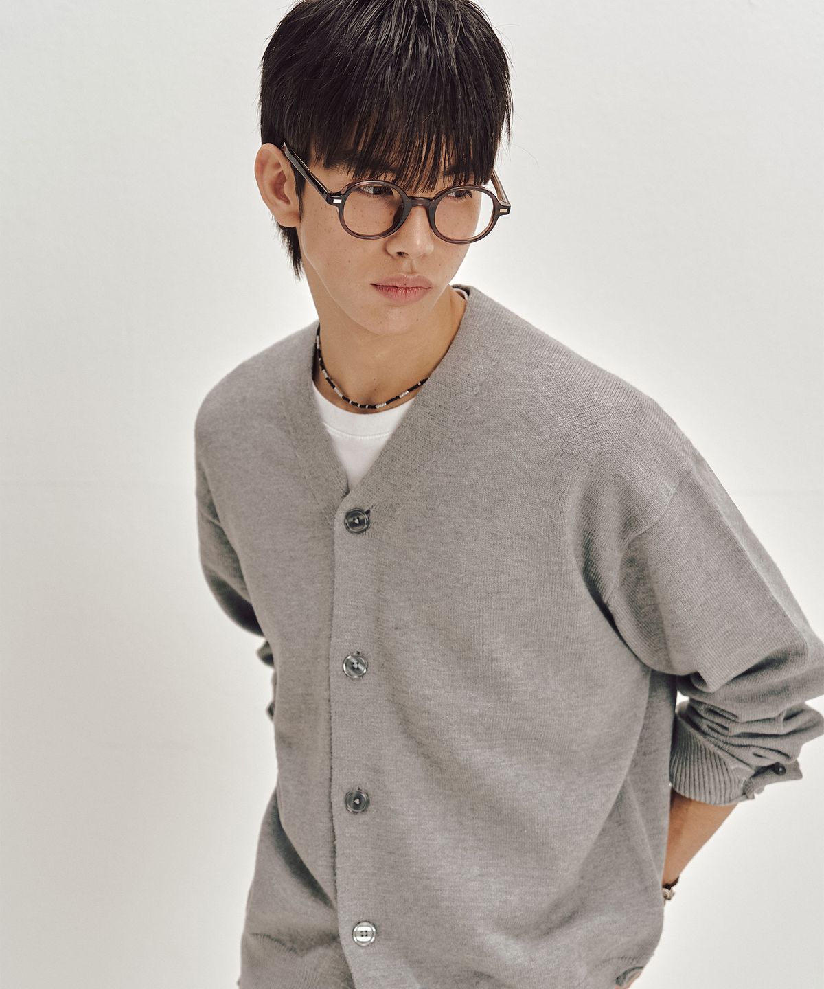 세컨모놀로그(SECONDMONO) 솔리드 3-WAY 버튼 가디건 [GRAY]_SECD003GRAY
