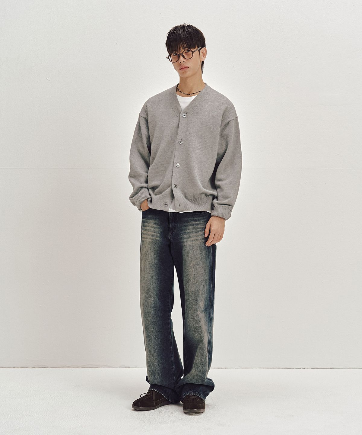 세컨모놀로그(SECONDMONO) 솔리드 3-WAY 버튼 가디건 [GRAY]_SECD003GRAY