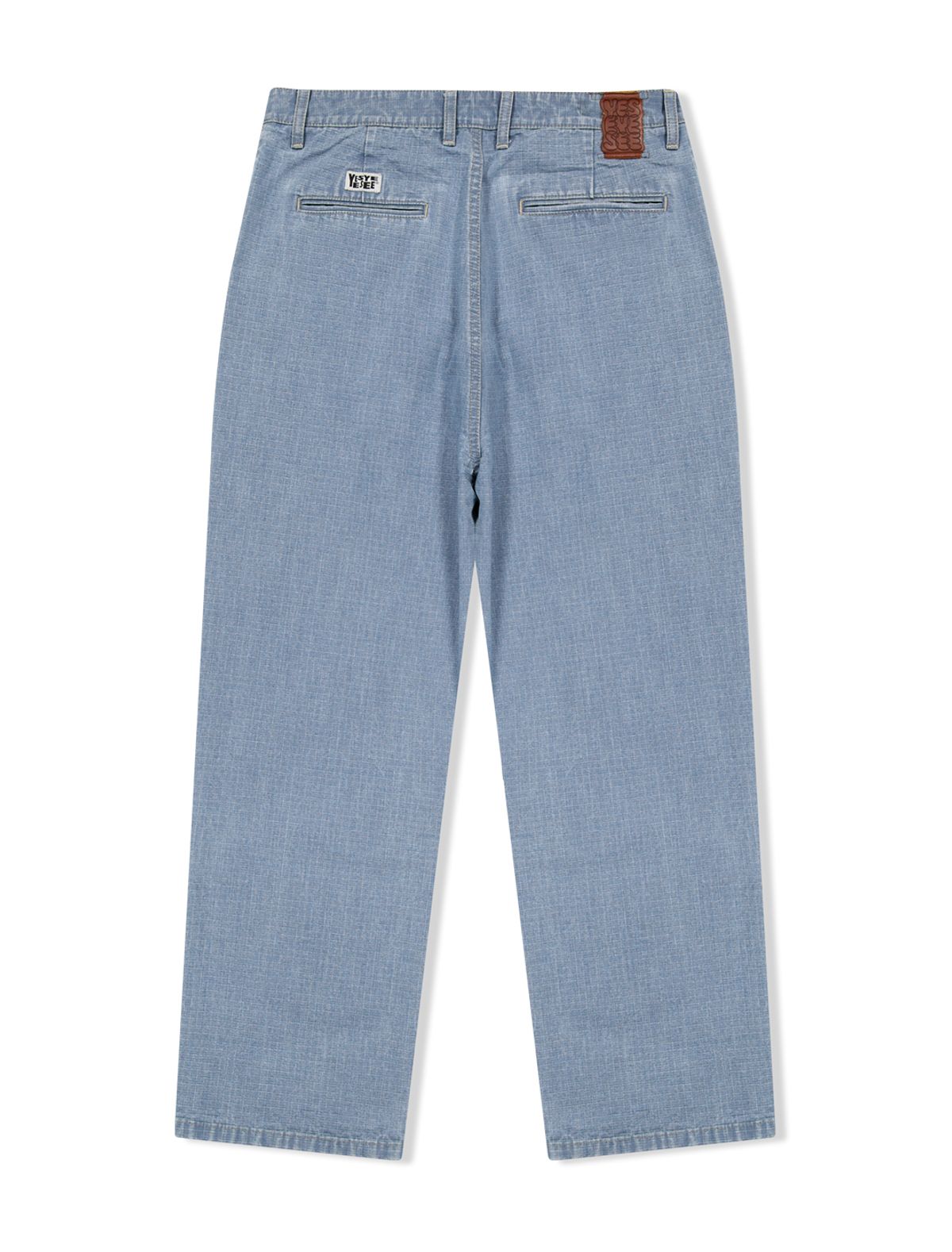 예스아이씨(YESEYESEE) Two Tucked Ripstop Denim Pants Light Indigo