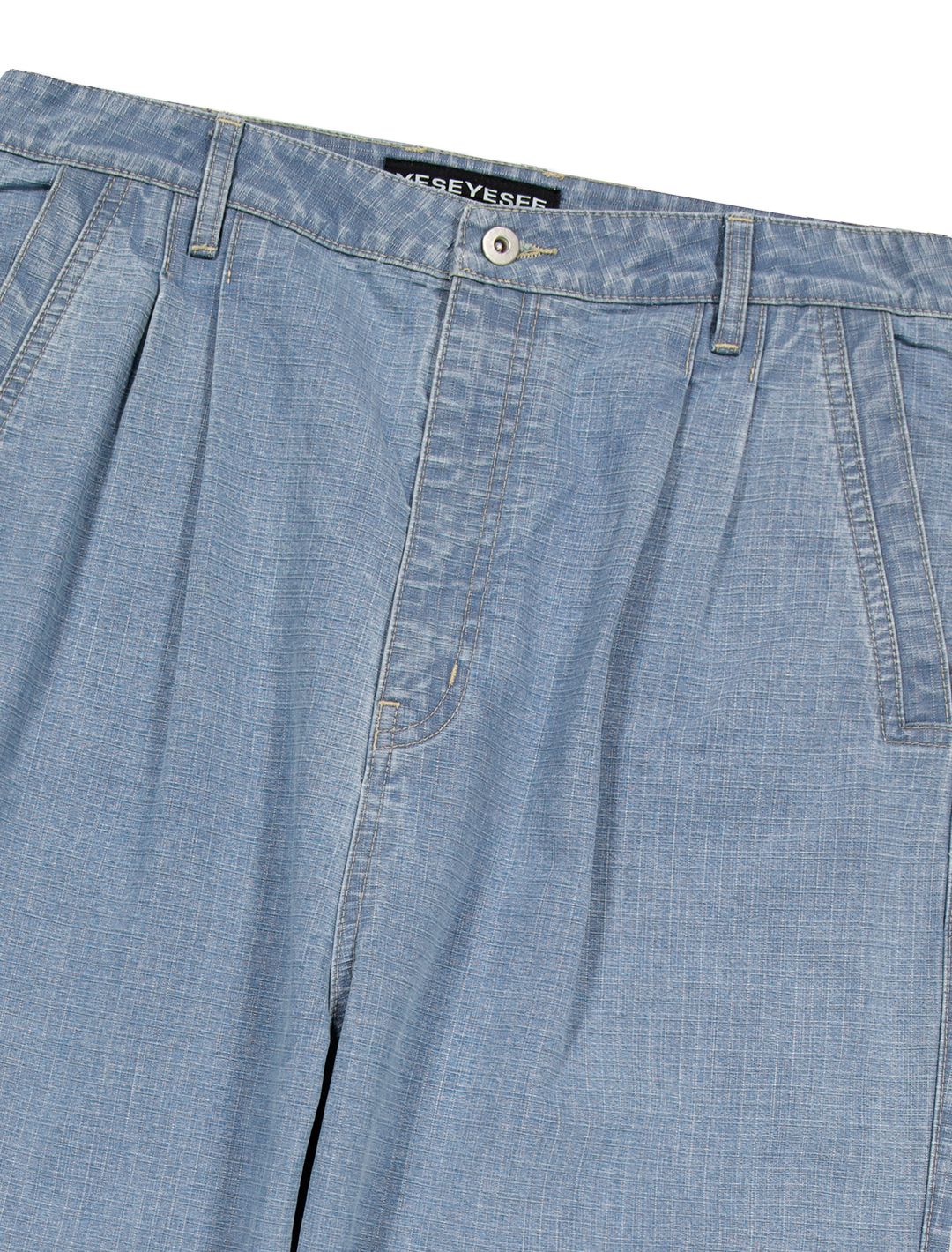MUSINSA | YESEYESEE Two Tucked Ripstop Denim Pants Light Indigo