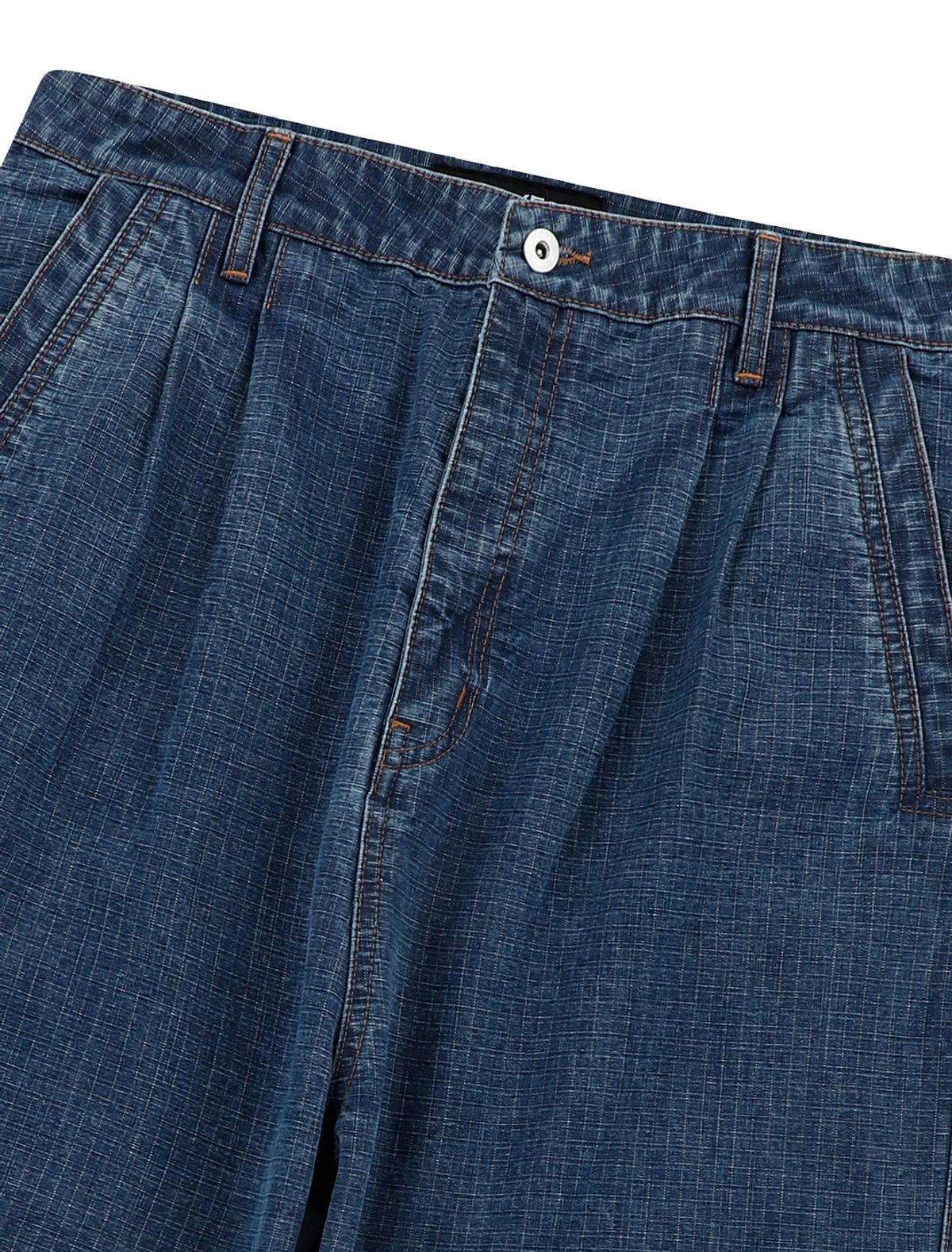 예스아이씨(YESEYESEE) Two Tucked Ripstop Denim Pants Medium Indigo