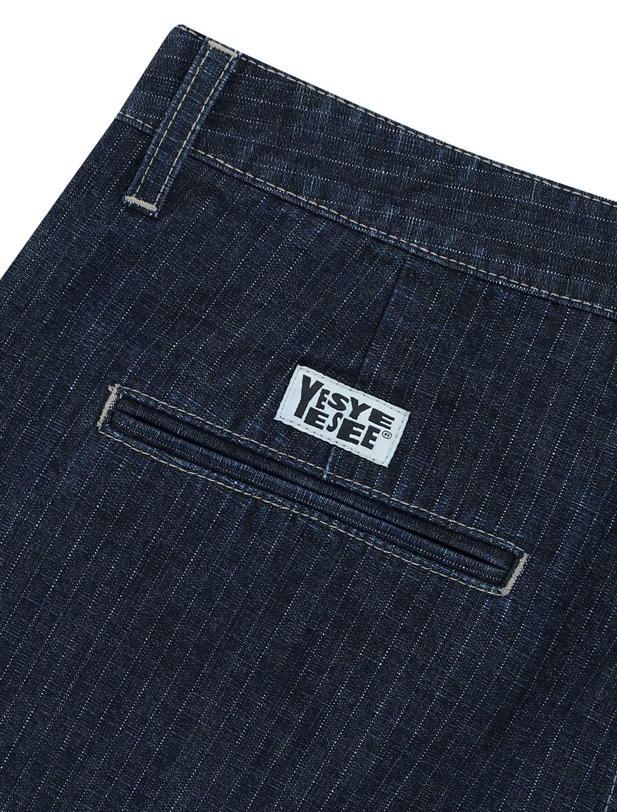 예스아이씨(YESEYESEE) Two Tucked Ripstop Denim Pants Dark Indigo