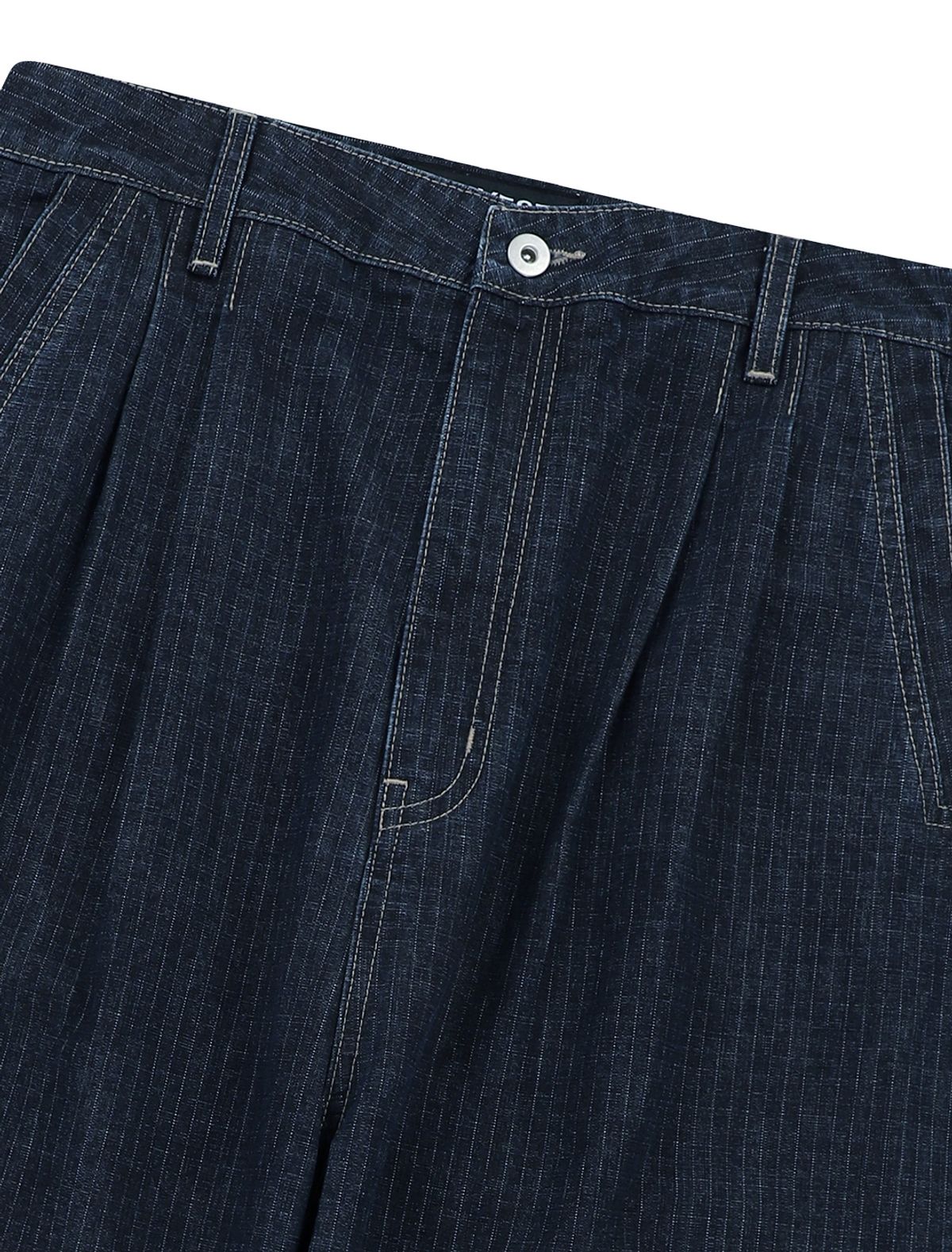 예스아이씨(YESEYESEE) Two Tucked Ripstop Denim Pants Dark Indigo