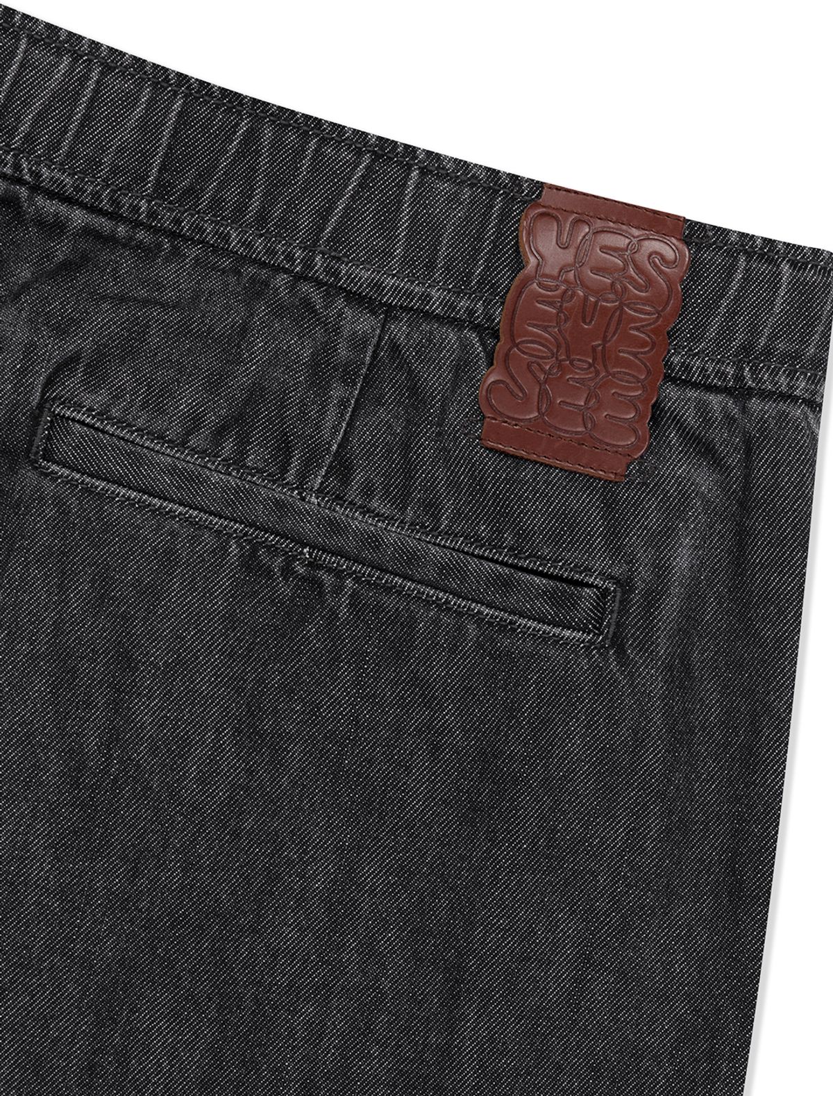 예스아이씨(YESEYESEE) Adjustable X-Hook Easy Denim Pants Black