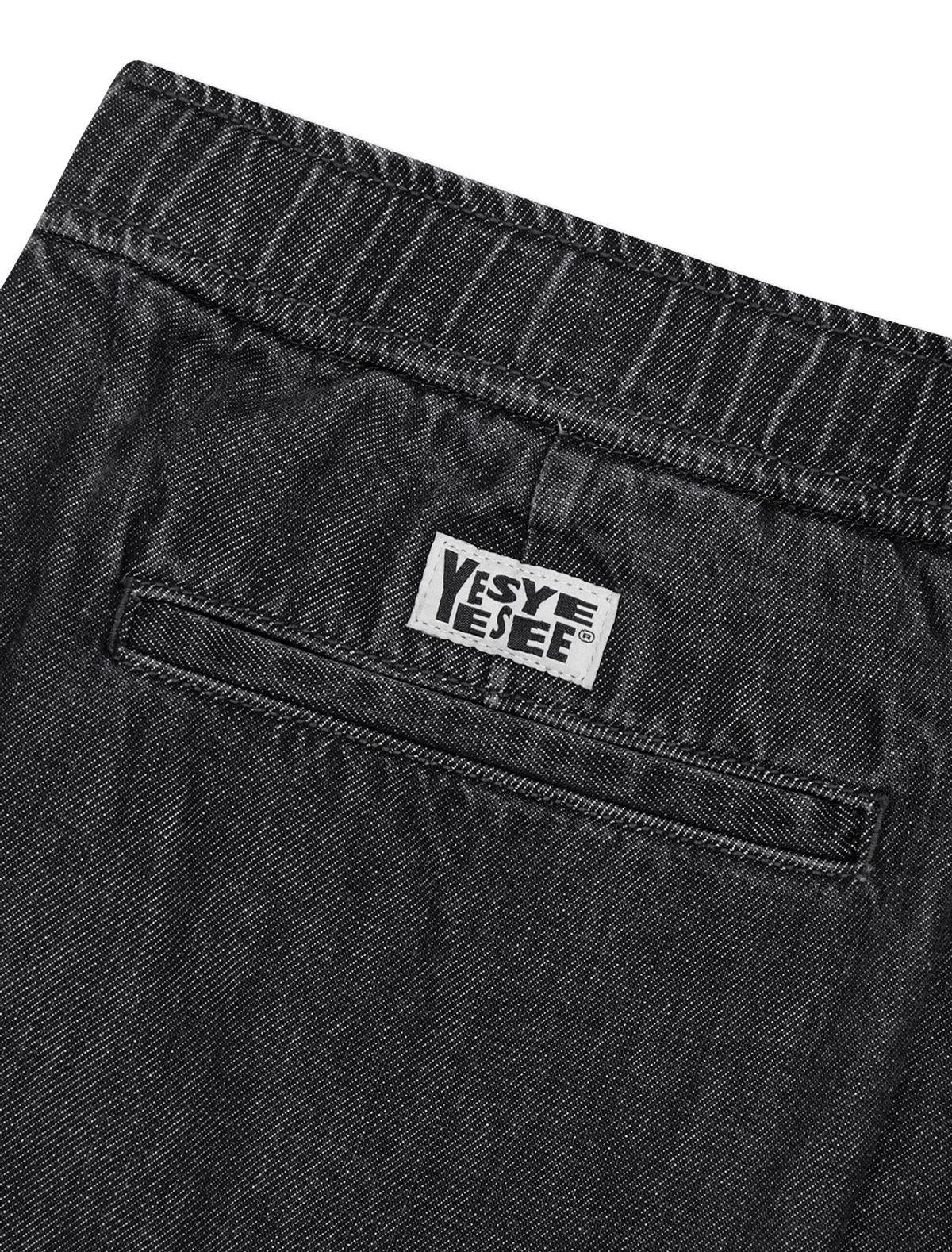 예스아이씨(YESEYESEE) Adjustable X-Hook Easy Denim Pants Black
