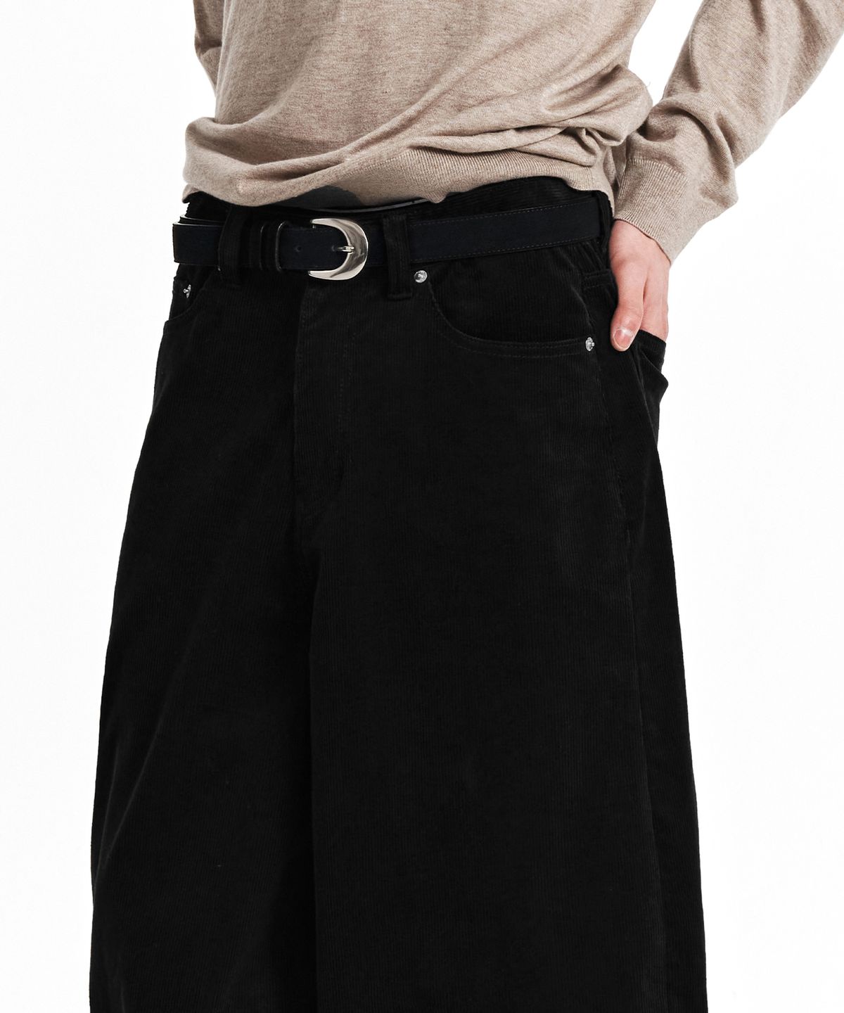 기철(KICHUL) Minimal Suede leather belt (black)