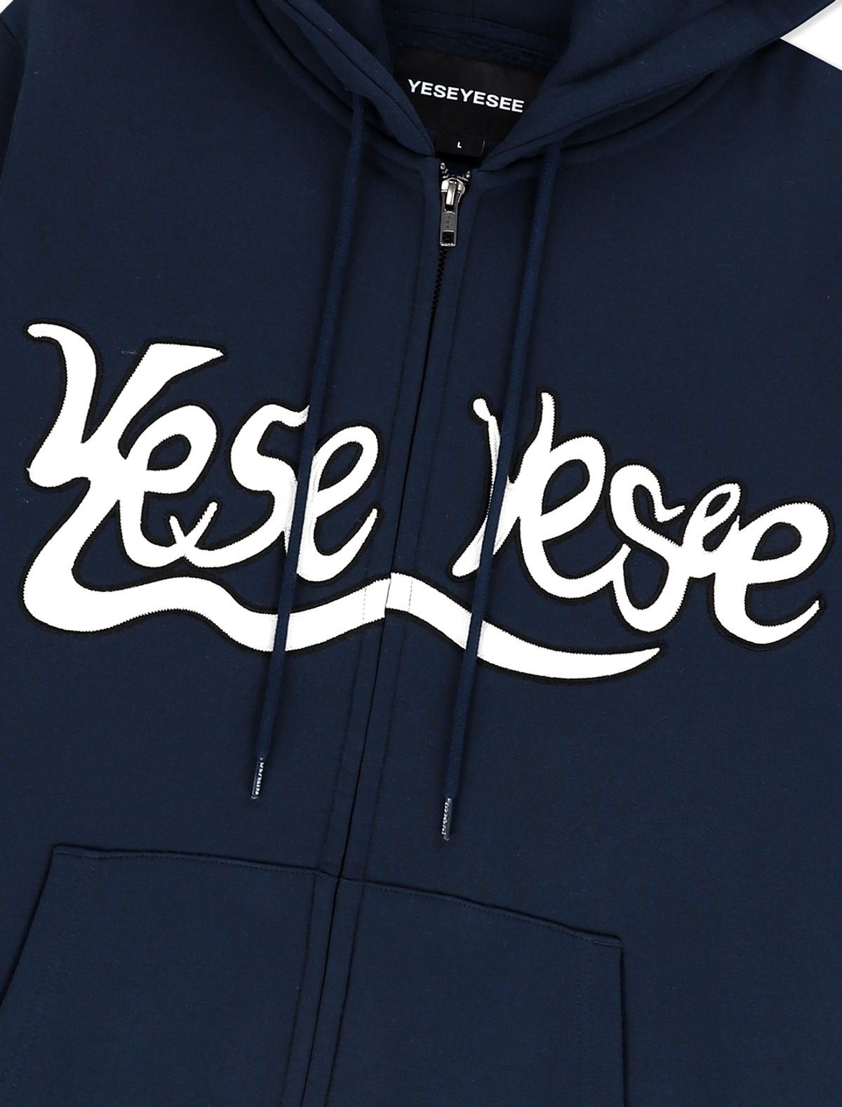 예스아이씨(YESEYESEE) [25FW] Y.E.S Snail Logo Zip-up Hoodie Navy