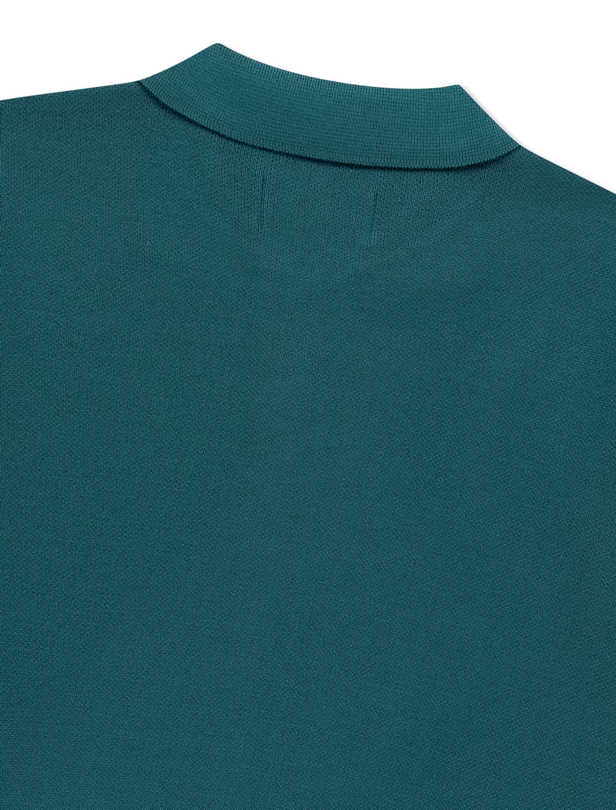 예스아이씨(YESEYESEE) Knit Zip Up Polo Cardigan Teal