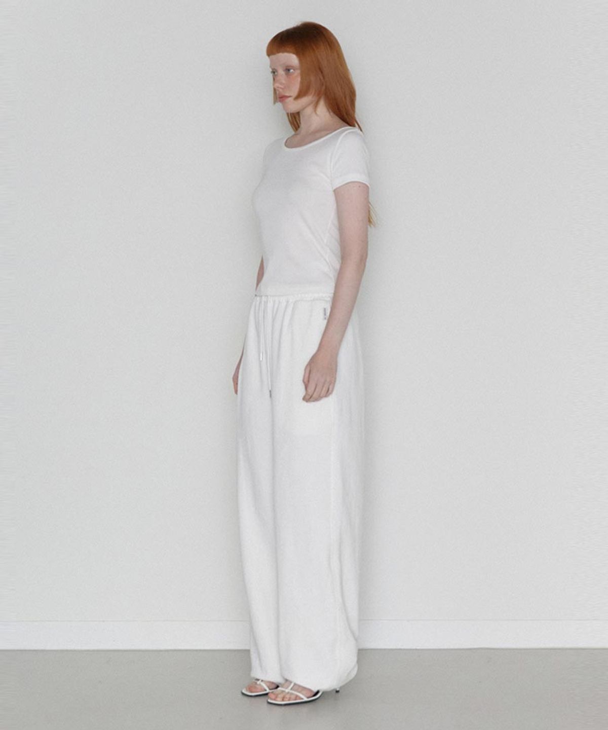 렌세(RENSE) RS String Wide Sweat Pants White