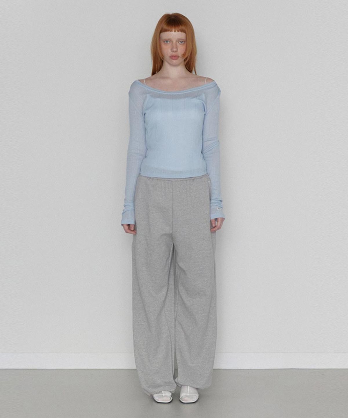 렌세(RENSE) RS String Wide Sweat Pants Melange Gray