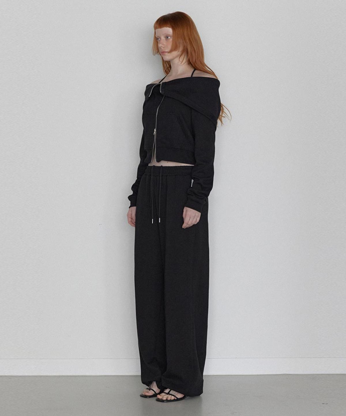 렌세(RENSE) RS String Wide Sweat Pants Black