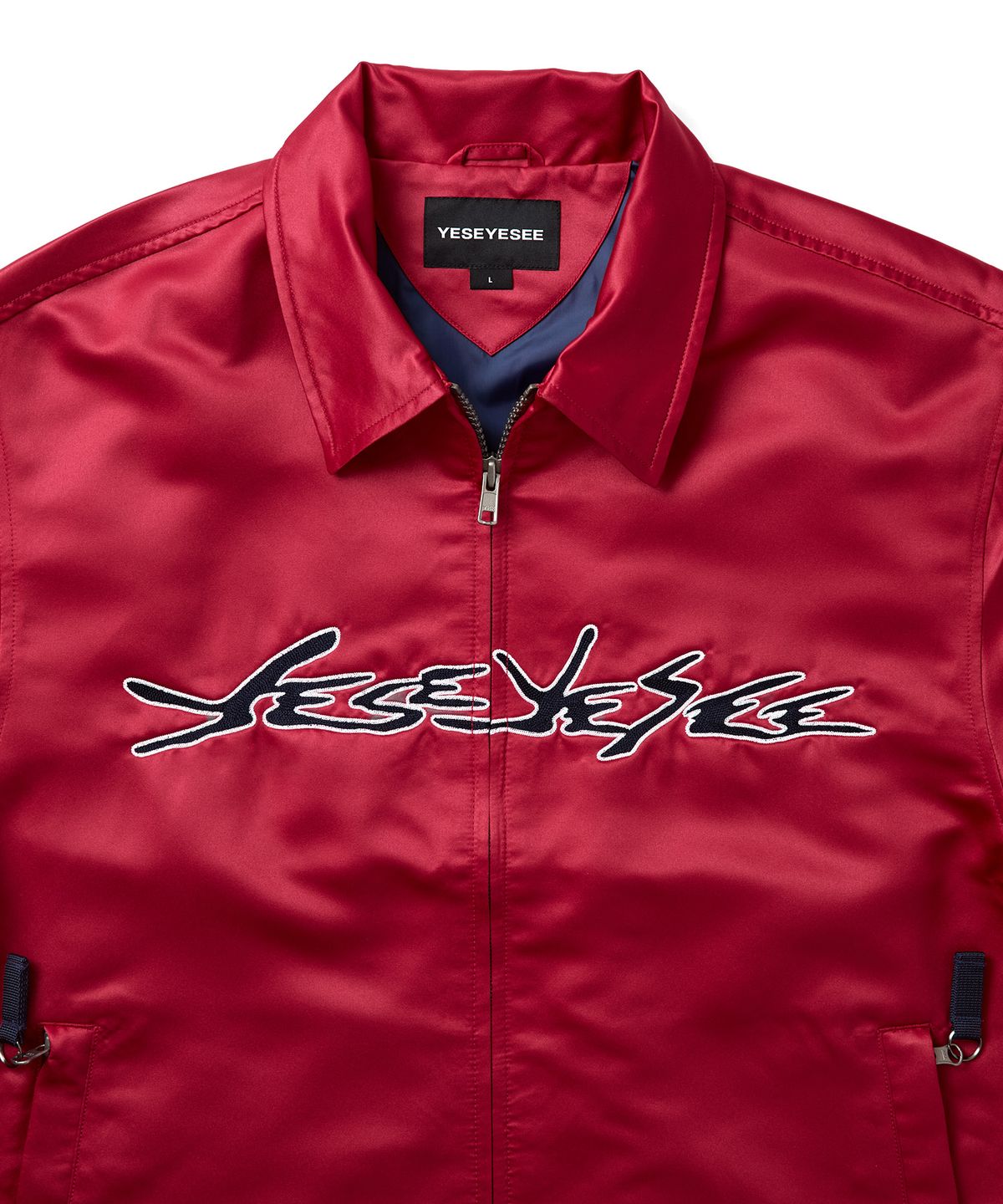 예스아이씨(YESEYESEE) Chain Stitch Logo Coach Jacket Red