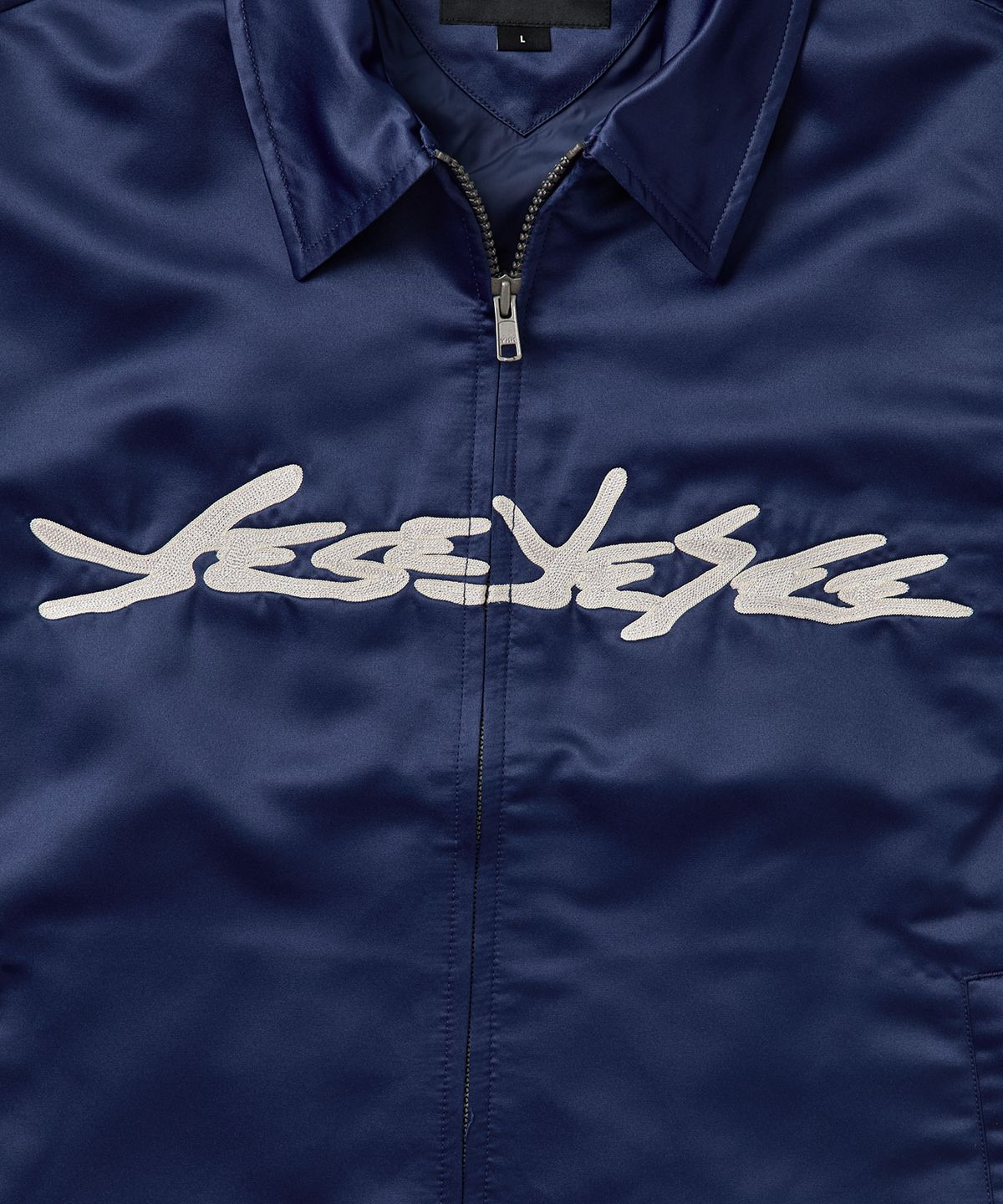 예스아이씨(YESEYESEE) Chain Stitch Logo Coach Jacket Navy