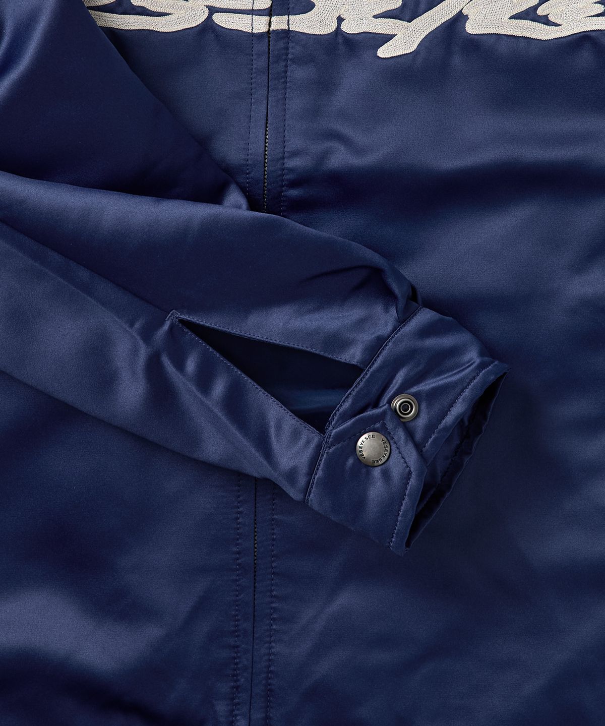 예스아이씨(YESEYESEE) Chain Stitch Logo Coach Jacket Navy