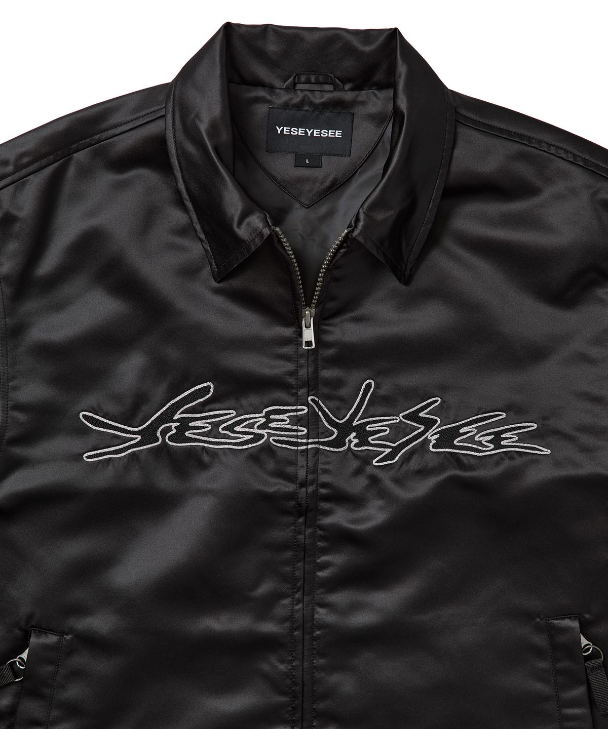 예스아이씨(YESEYESEE) Chain Stitch Logo Coach Jacket Black