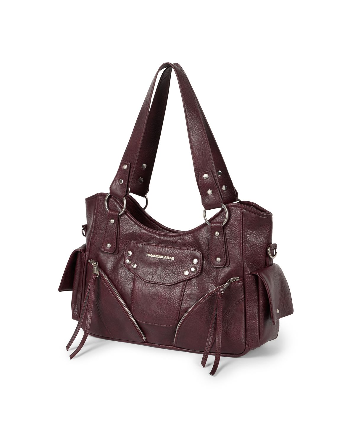 이우가마카라스(IUGAMAKARAS) Studded Leather Shoulder Bag (Burgundy)
