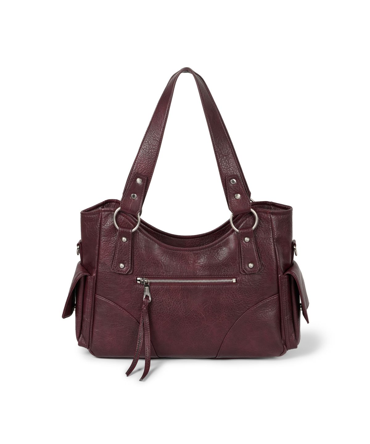 이우가마카라스(IUGAMAKARAS) Studded Leather Shoulder Bag (Burgundy)